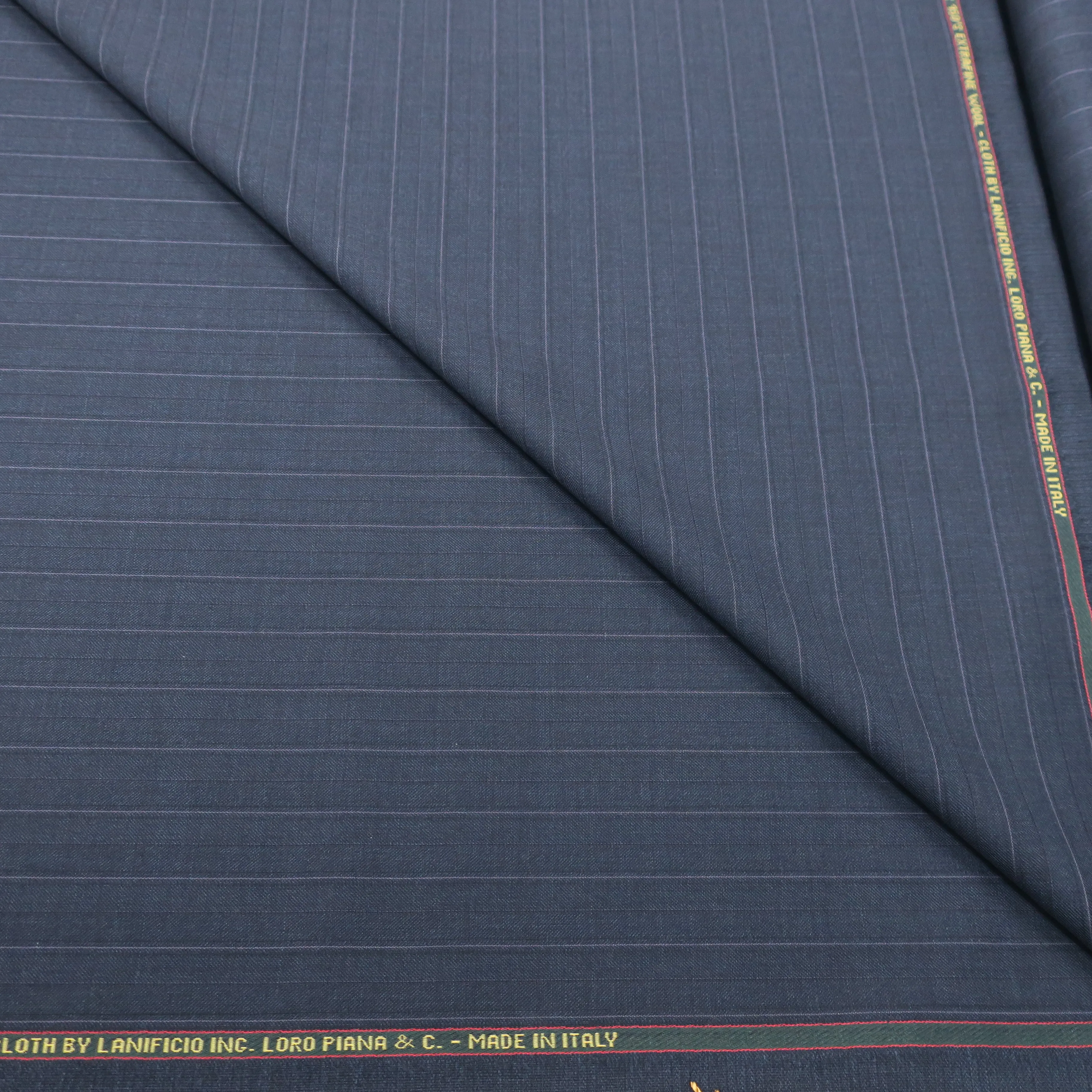 2.40 YDS Blue Pinstripe Super 150s Tasmanian 100% Wool Loro Piana Fabric