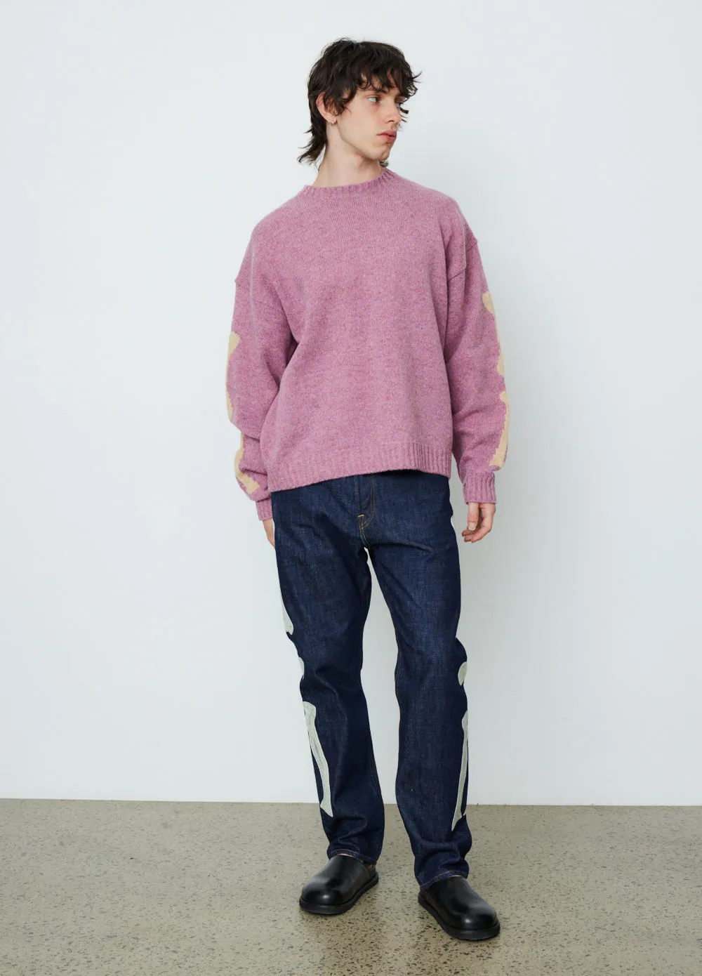 5G Wool Bone Crew Sweater