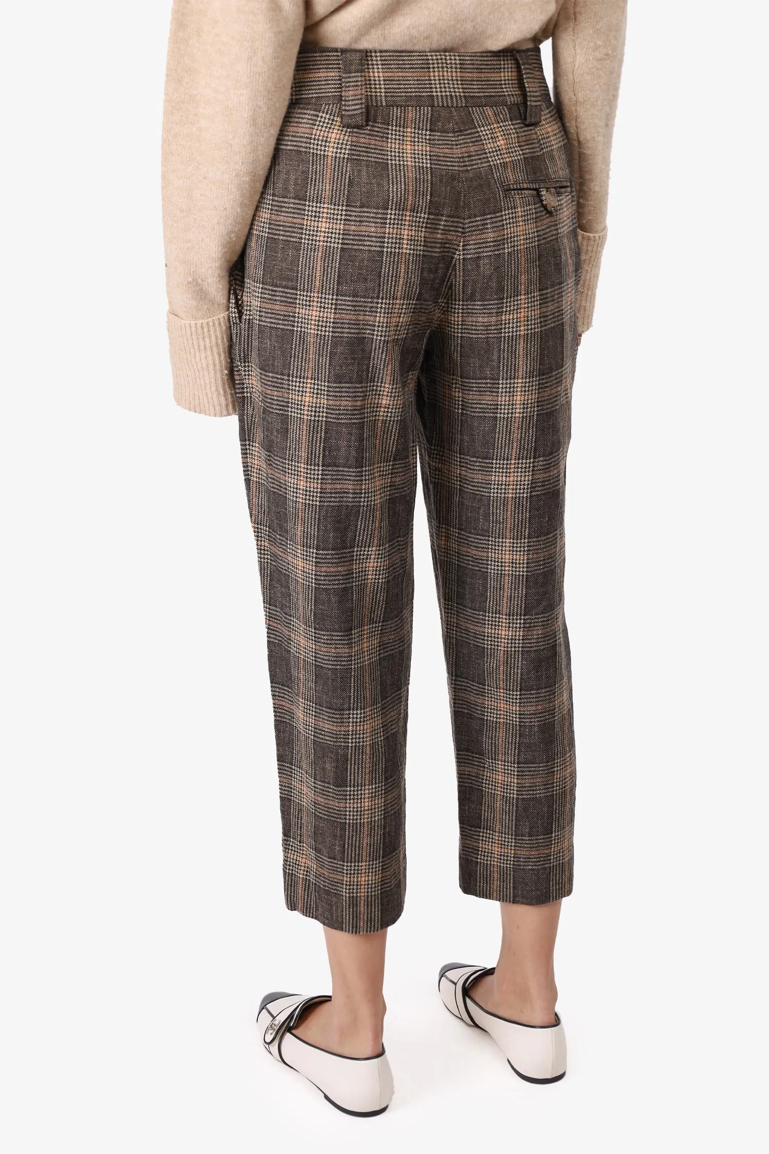 Acne Studios Brown Wool Plaid Pants Size 34