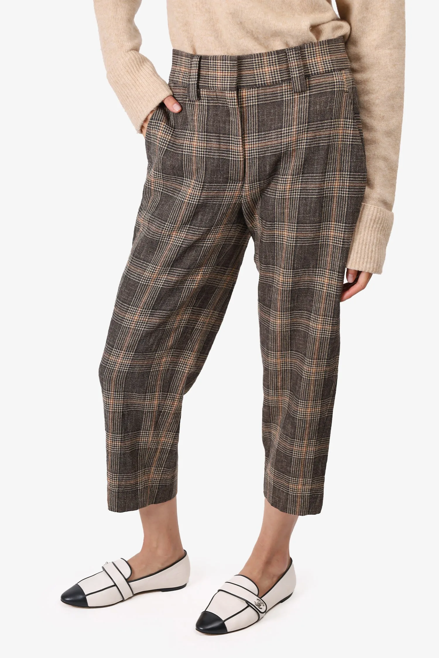 Acne Studios Brown Wool Plaid Pants Size 34