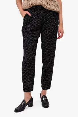 Akris Punto Black/Brown Wool Polk-A-Dot Tapered Pants Size 6