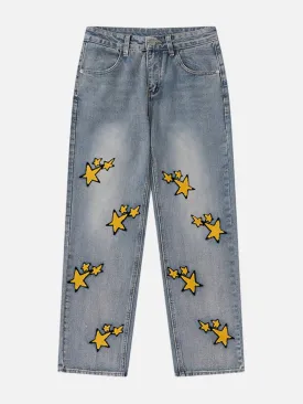 AlanBalen® - Flocked Star Jeans