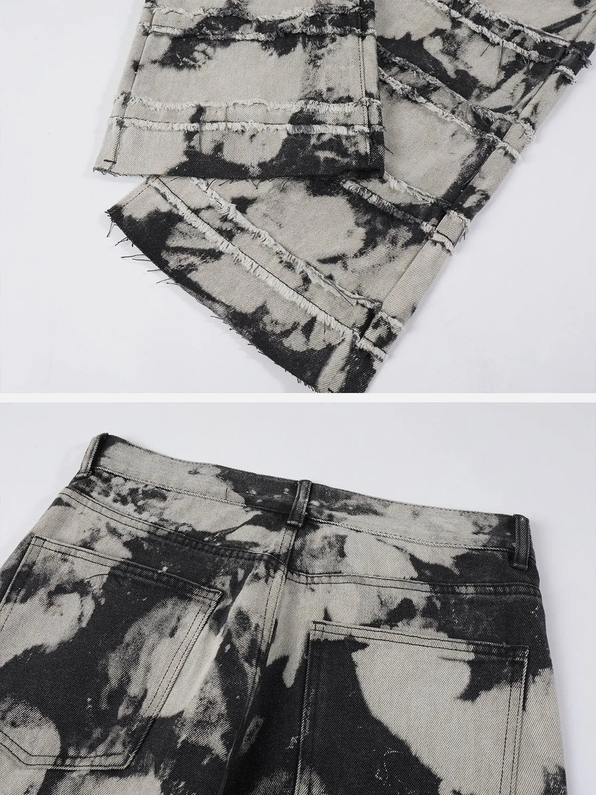 AlanBalen® - Frayed Panel Tie Dye Jeans