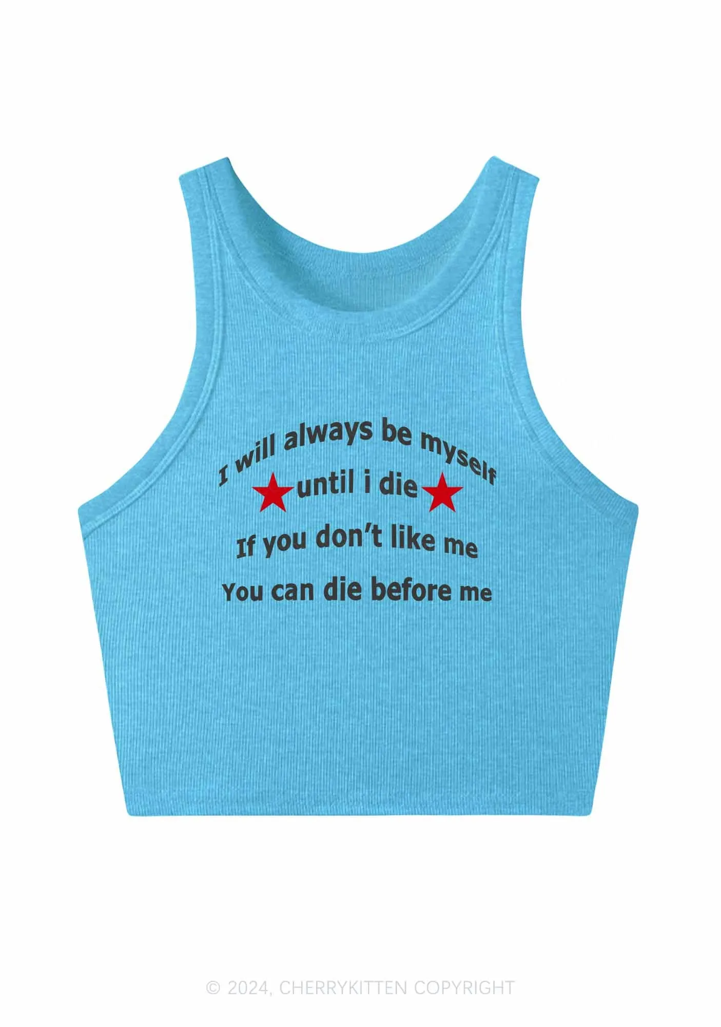 Always Be Myself Y2K Crop Tank Top Cherrykitten