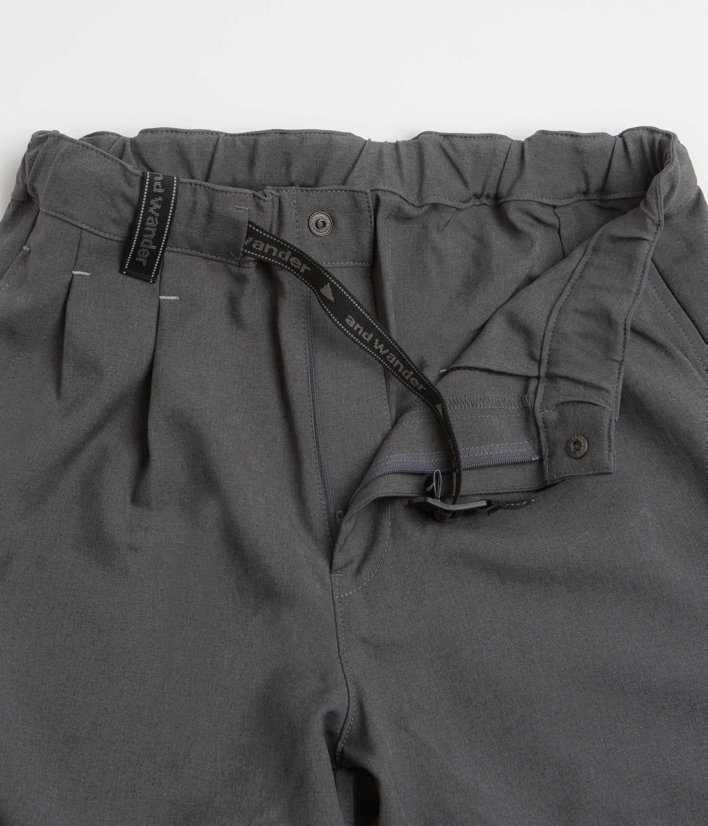 and wander PE Melange Twill Wide Pants - Grey