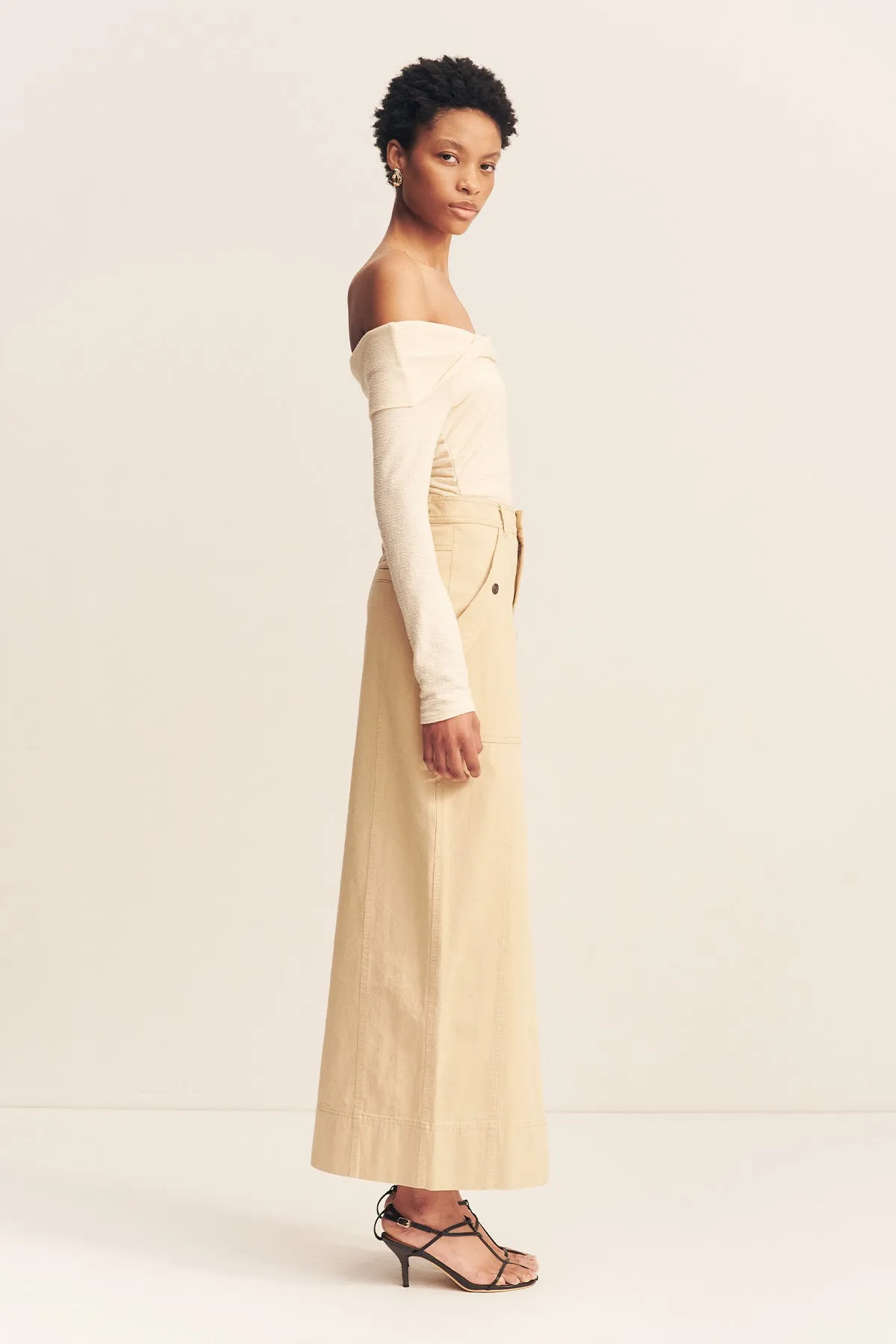 ARIANA FRONT SPLIT MAXI SKIRT - SAND