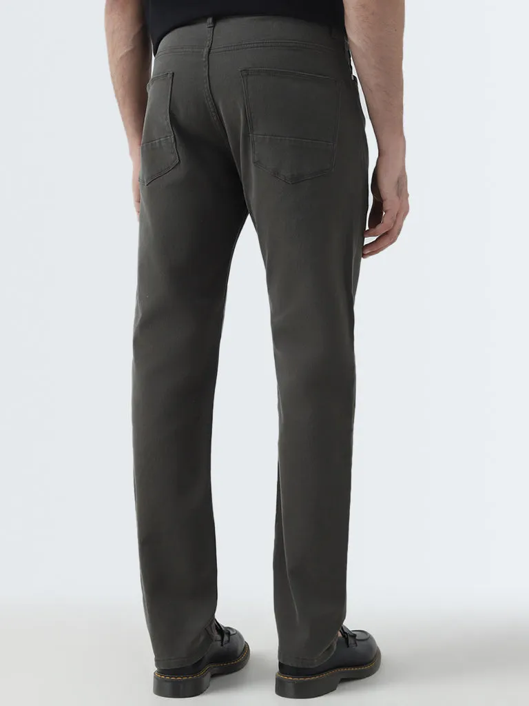 Ascot Olive Relaxed-Fit Mid-Rise Trousers