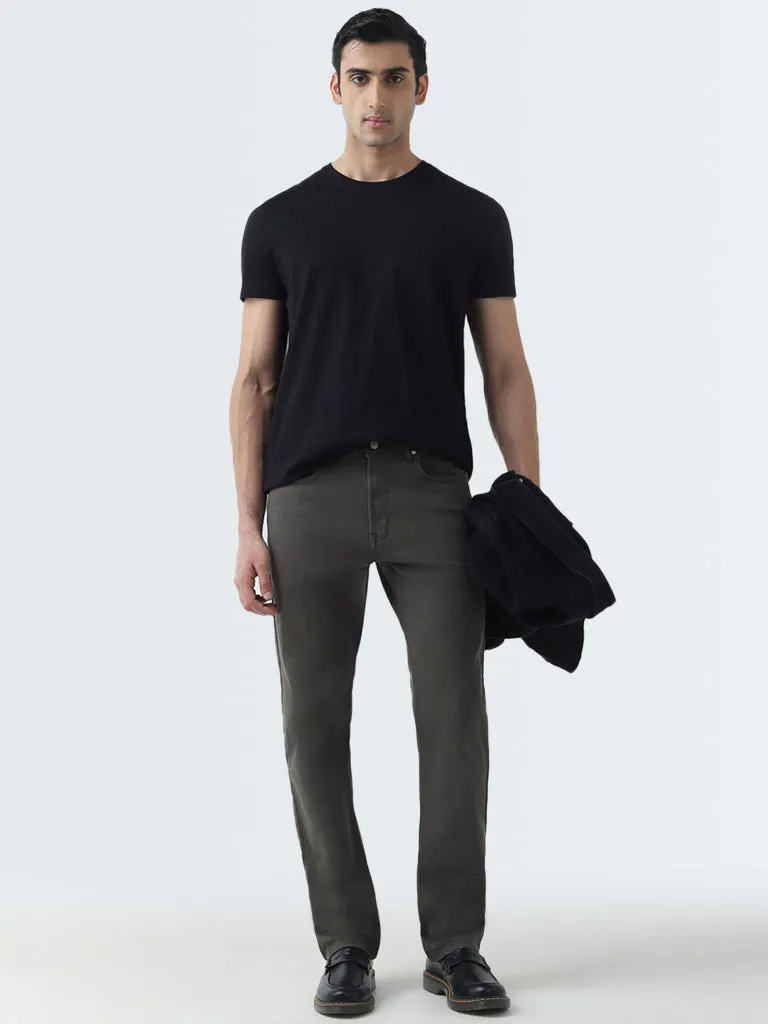 Ascot Olive Relaxed-Fit Mid-Rise Trousers