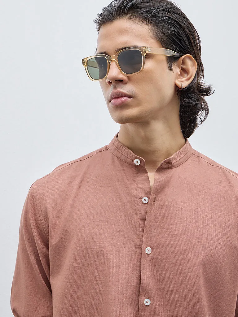 Ascot Rust Solid Relaxed-Fit Cotton Shirt