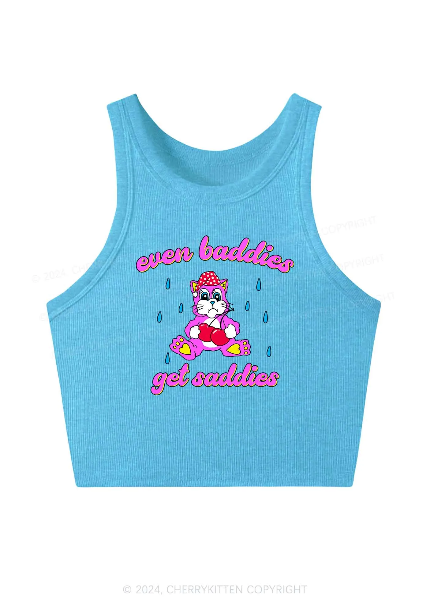 Baddies Got Saddies Cat Y2K Crop Tank Top Cherrykitten