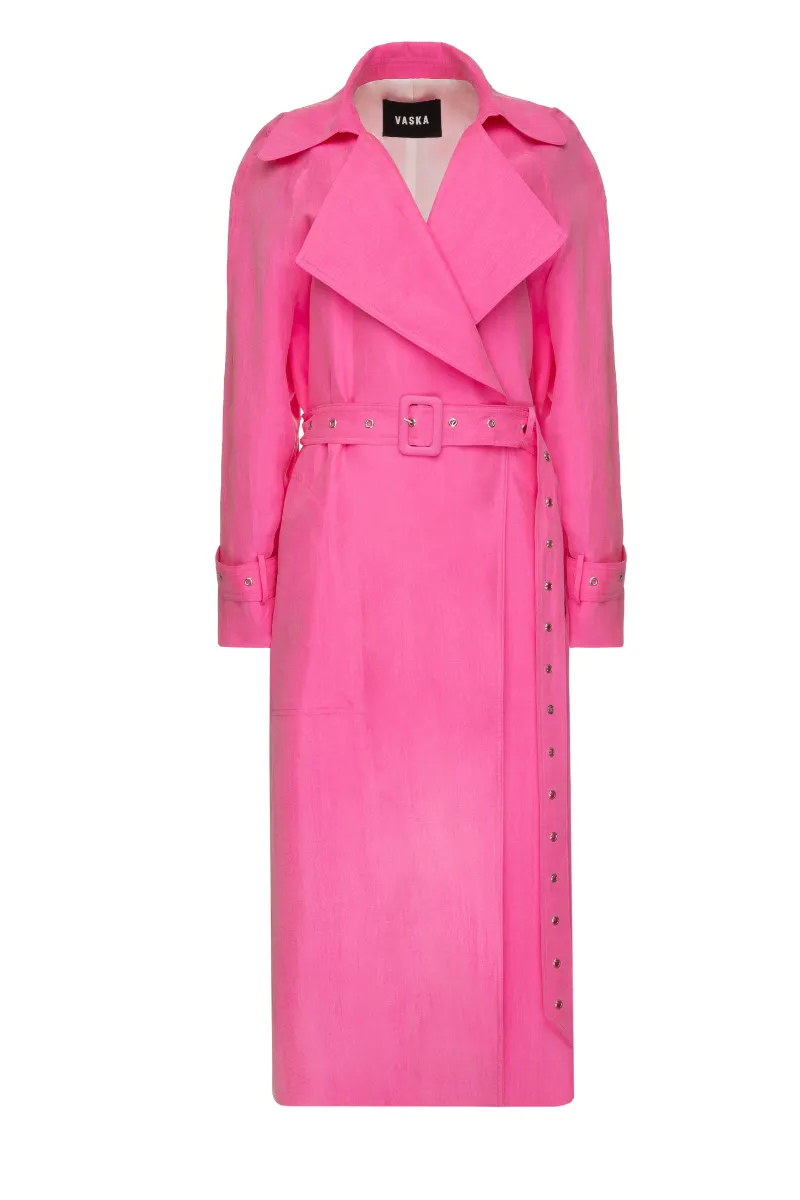 BELTED HOT PINK TRENCH  COAT