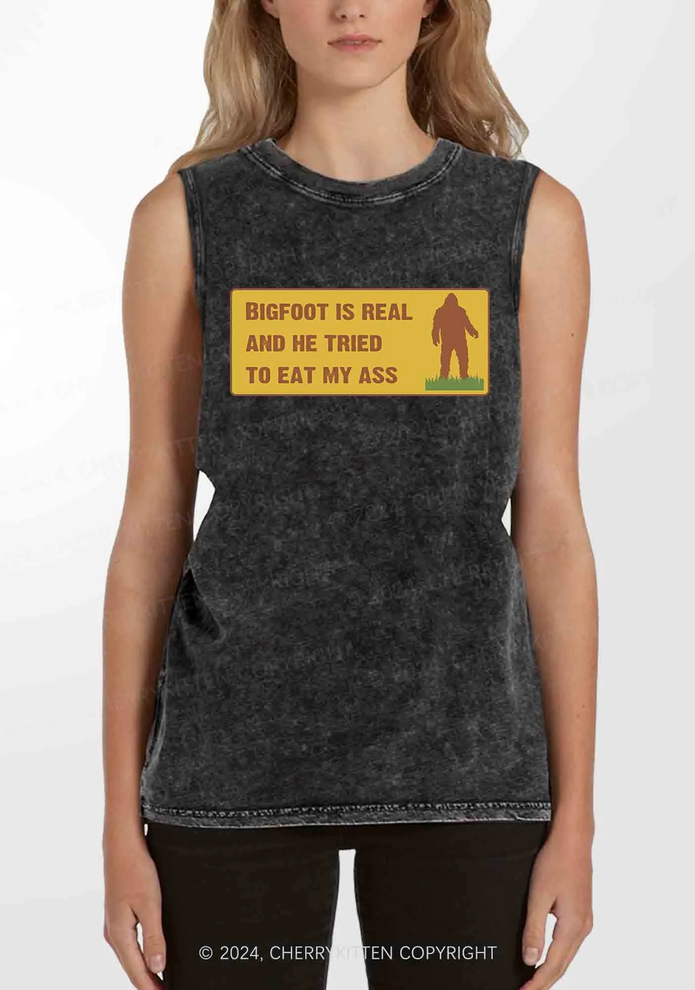 Bigfoot Is Real Y2K Washed Tank Cherrykitten