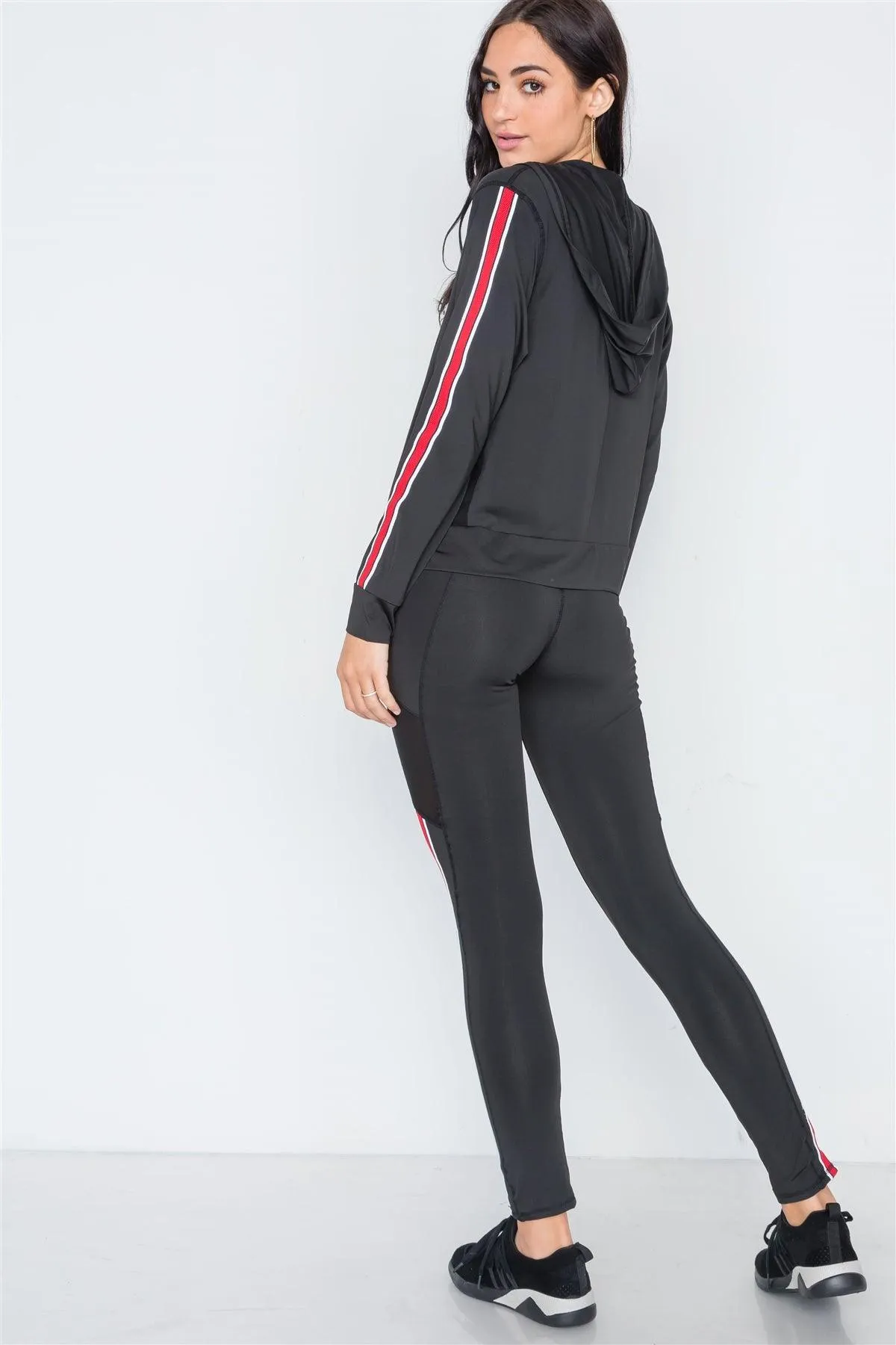 Black Active Two Piece Legging Jacket Set /3-3