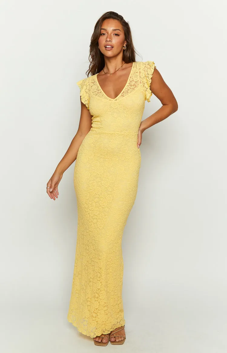 Blake Yellow Lace Maxi Dress