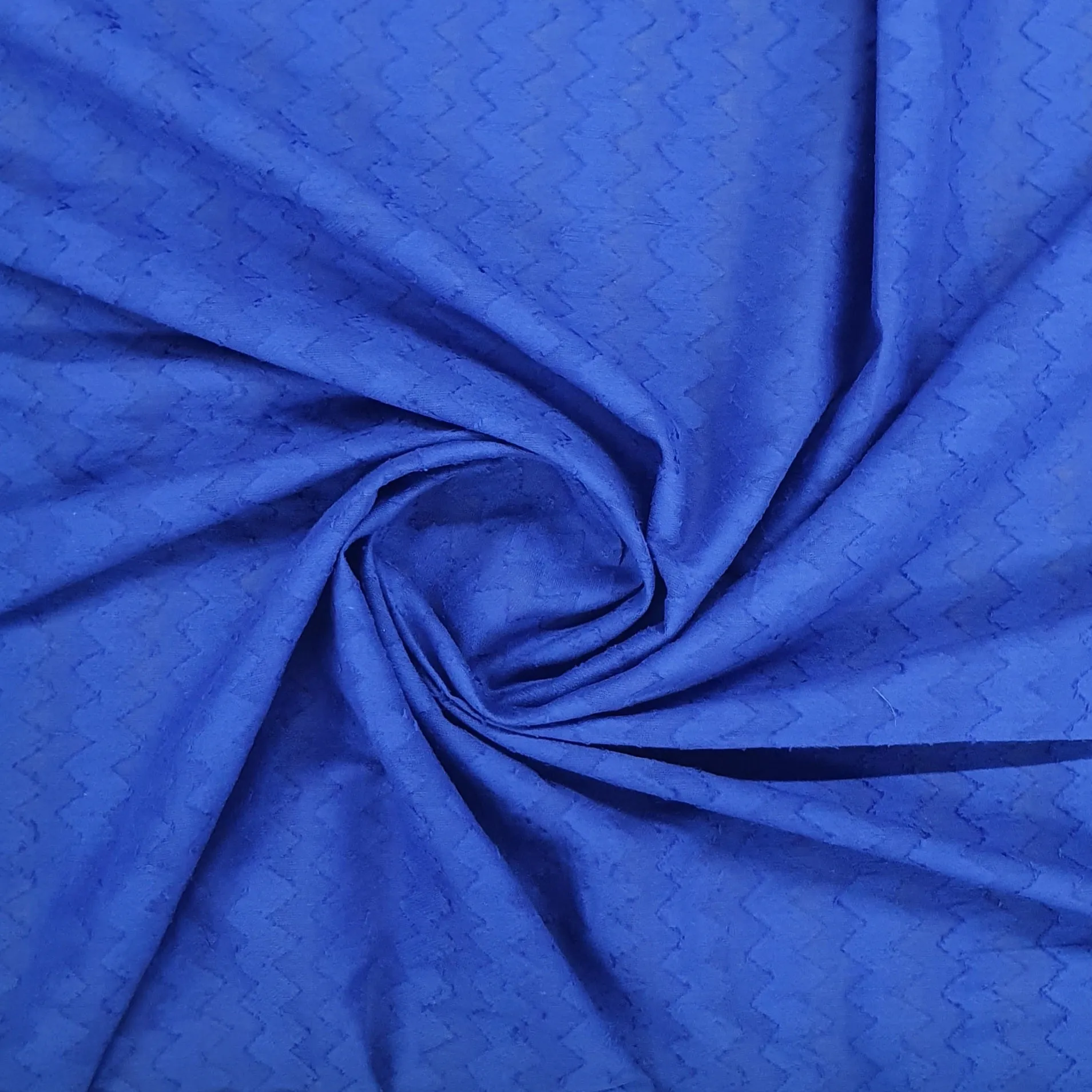 Blue Solid Jacquard Cotton Fabric, 48 Inches Plain Weave