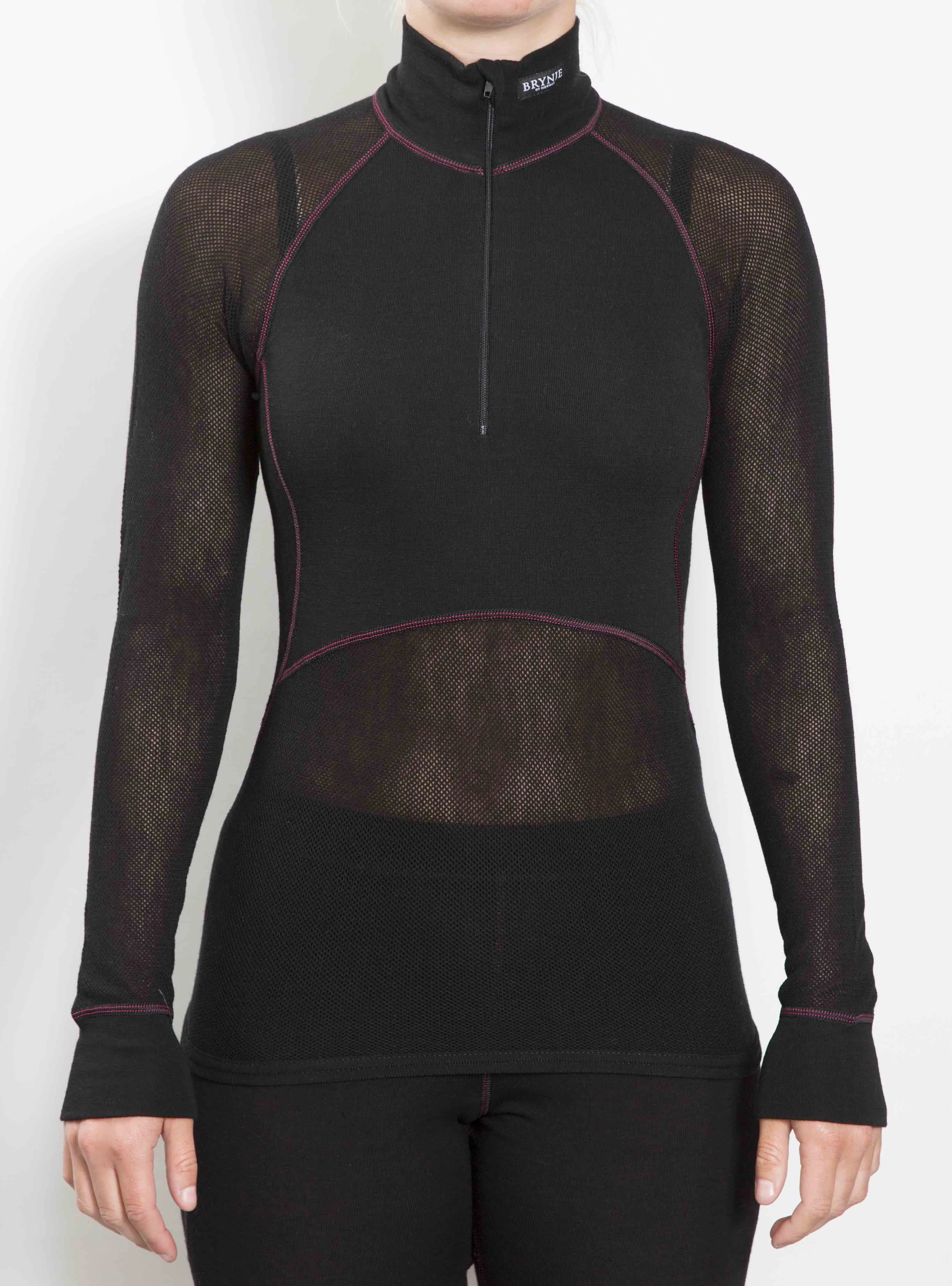 Womens Brynje Wool Thermo Light Zip Polo - Performance Baselayer Top