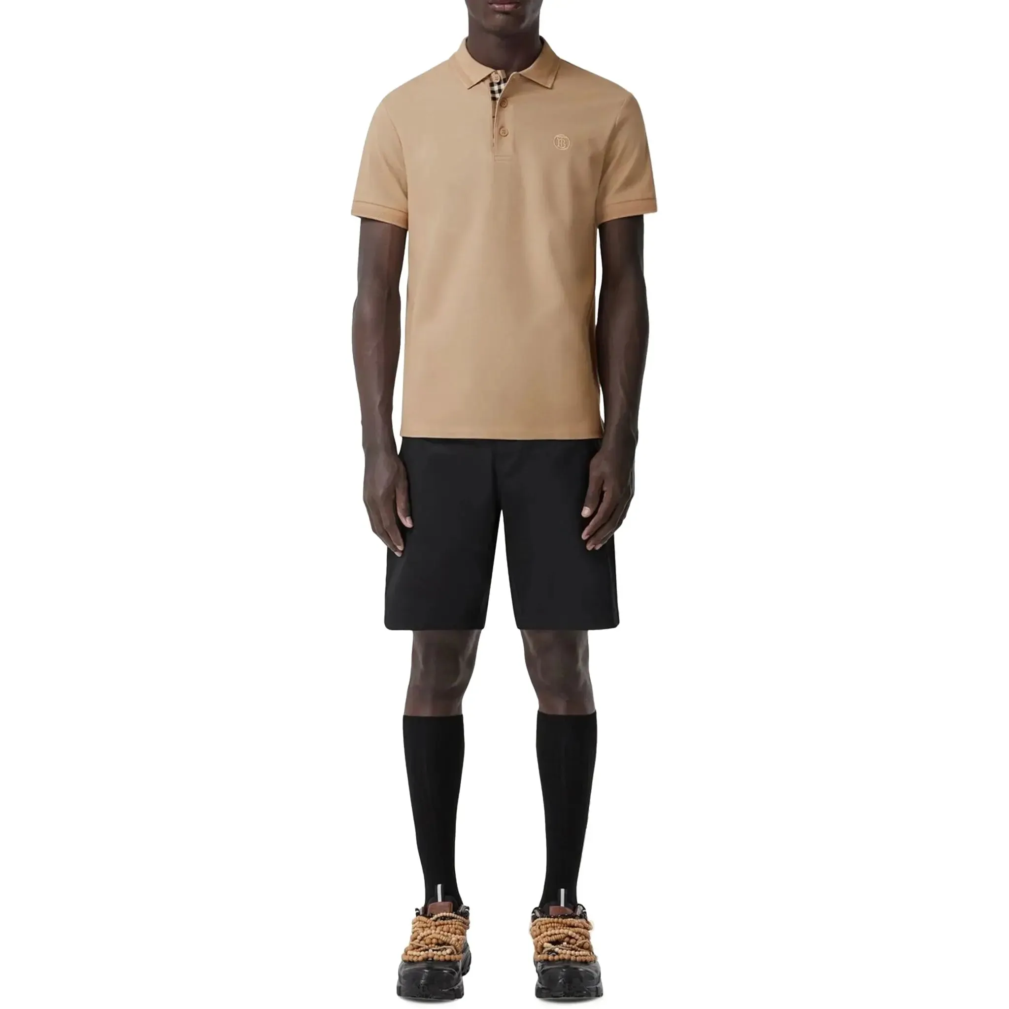 Burberry Eddie Logo Pique Soft Fawn Polo Shirt