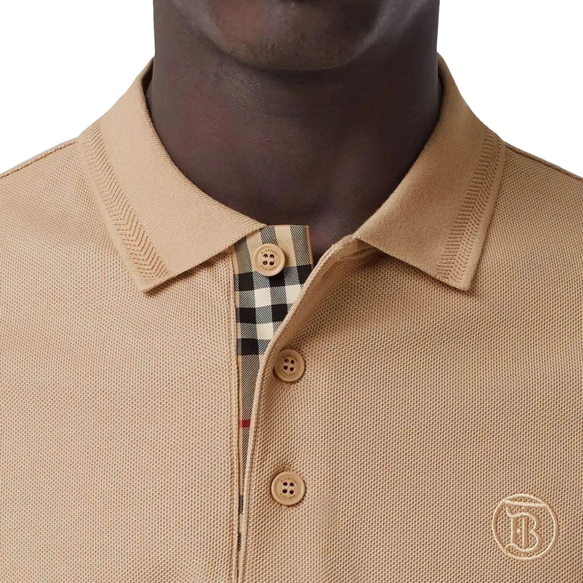 Burberry Eddie Logo Pique Soft Fawn Polo Shirt