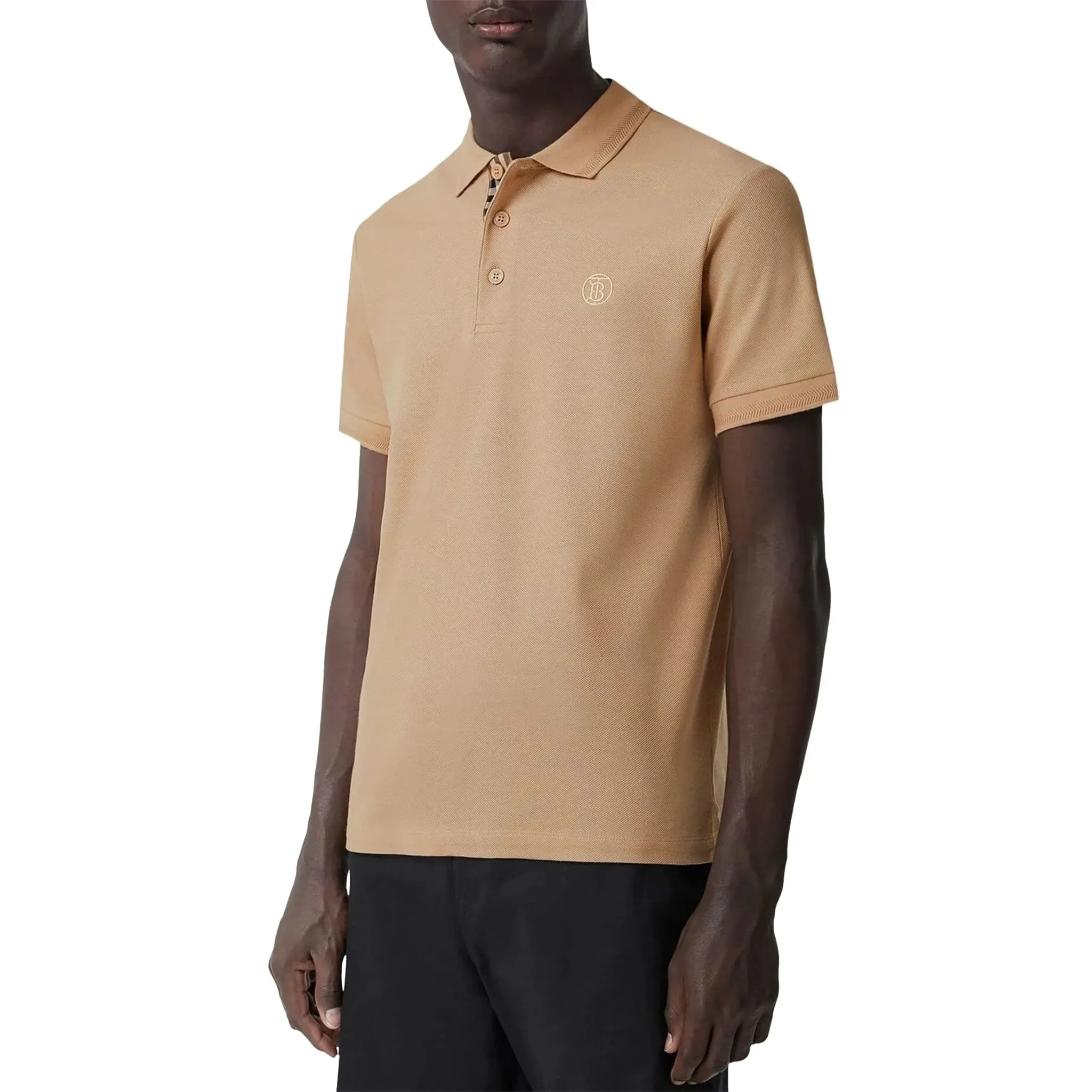 Burberry Eddie Logo Pique Soft Fawn Polo Shirt