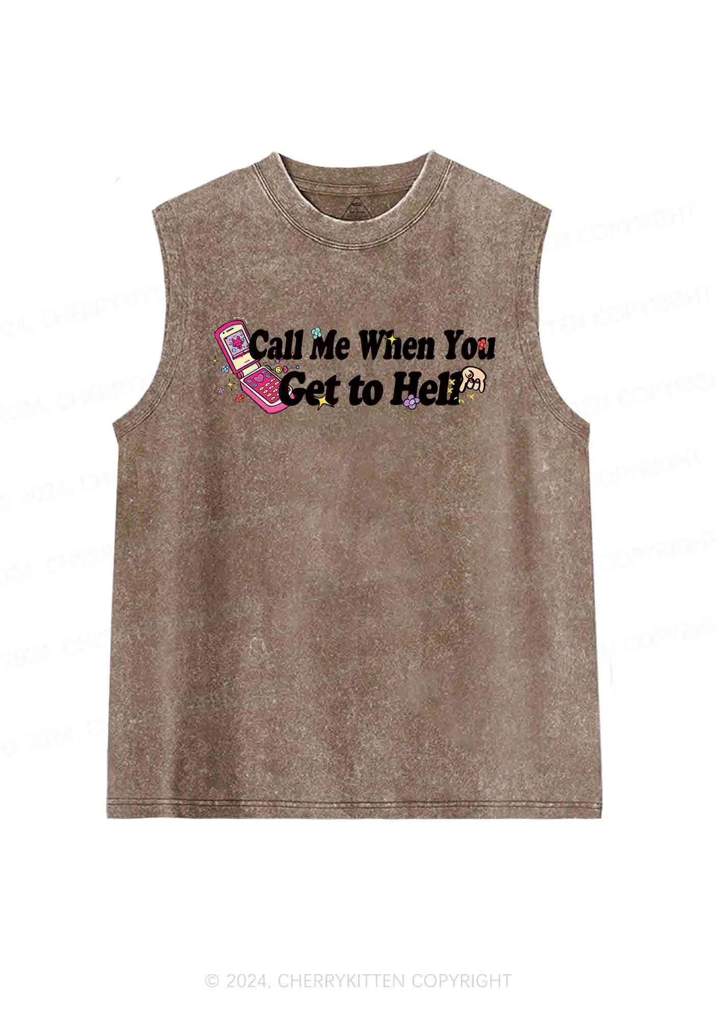 Call Me When You Get To Hell Y2K Washed Tank Cherrykitten