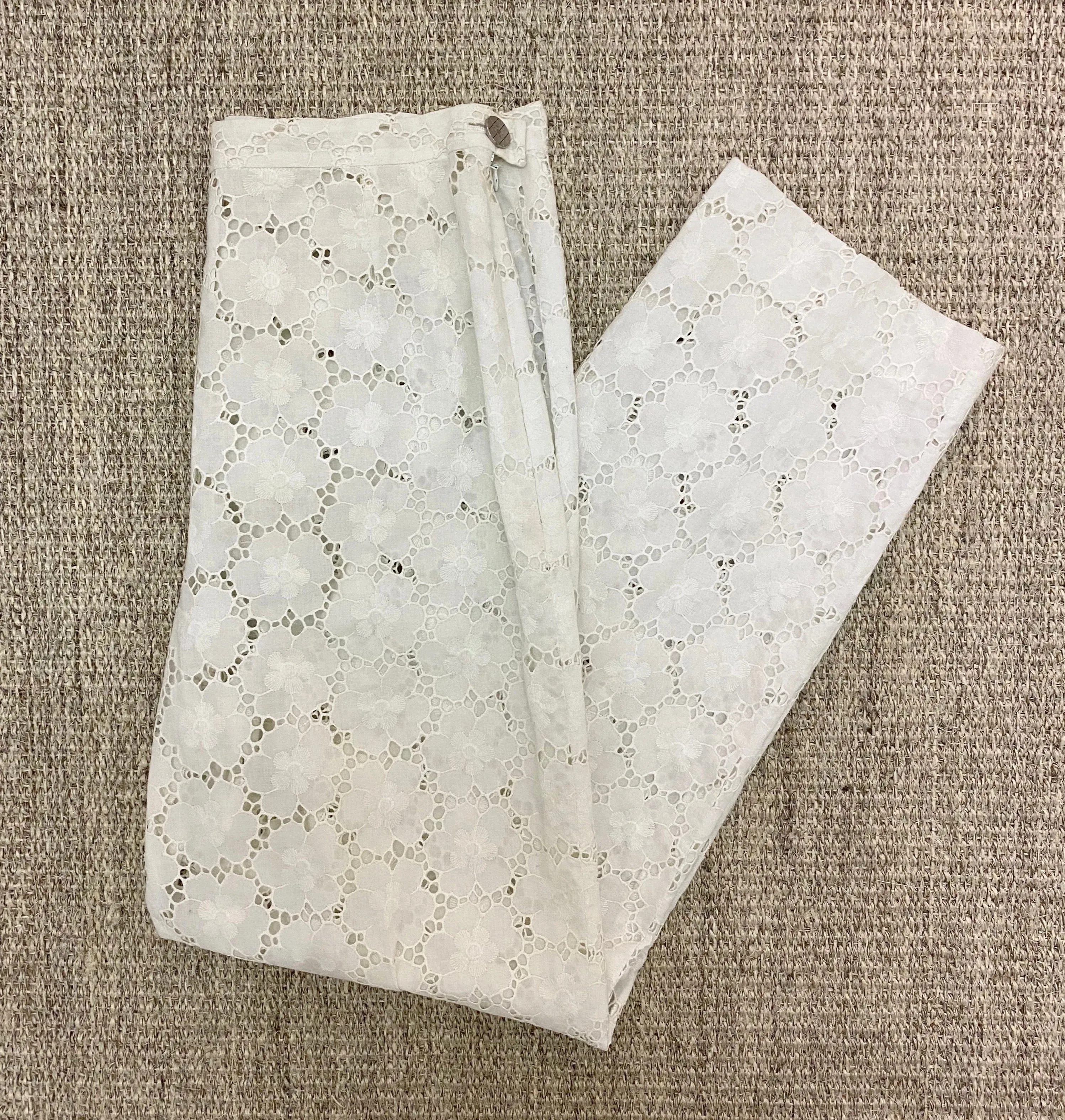 Chanel Vintage White Guipure Lace Pants