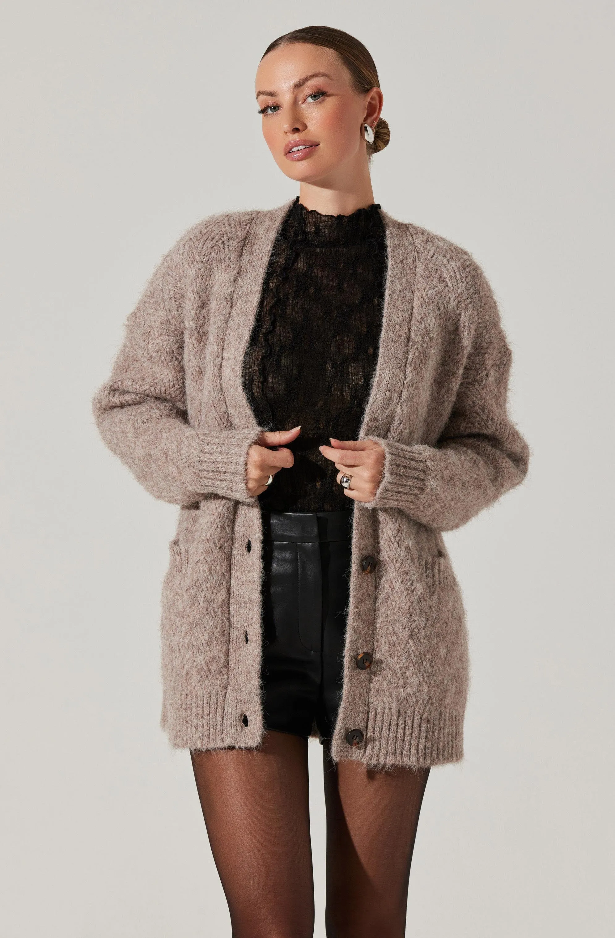 Charli Brushed-Effect Cardigan Sweater