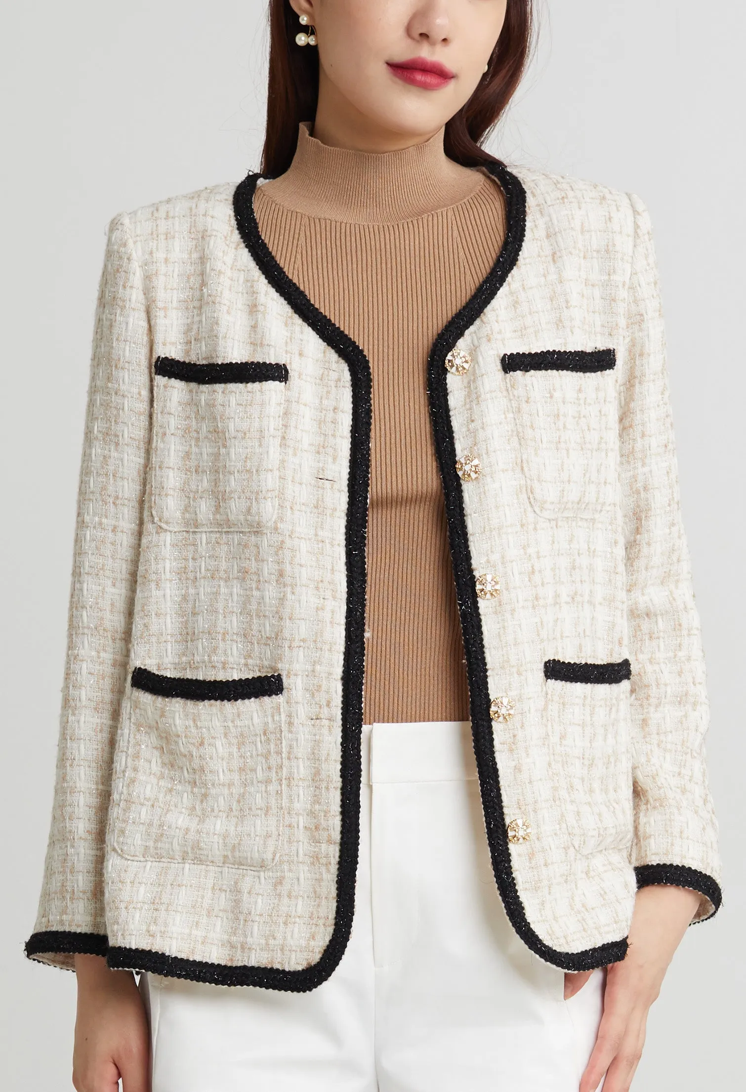 Classic Tweed Gold Button Jacket