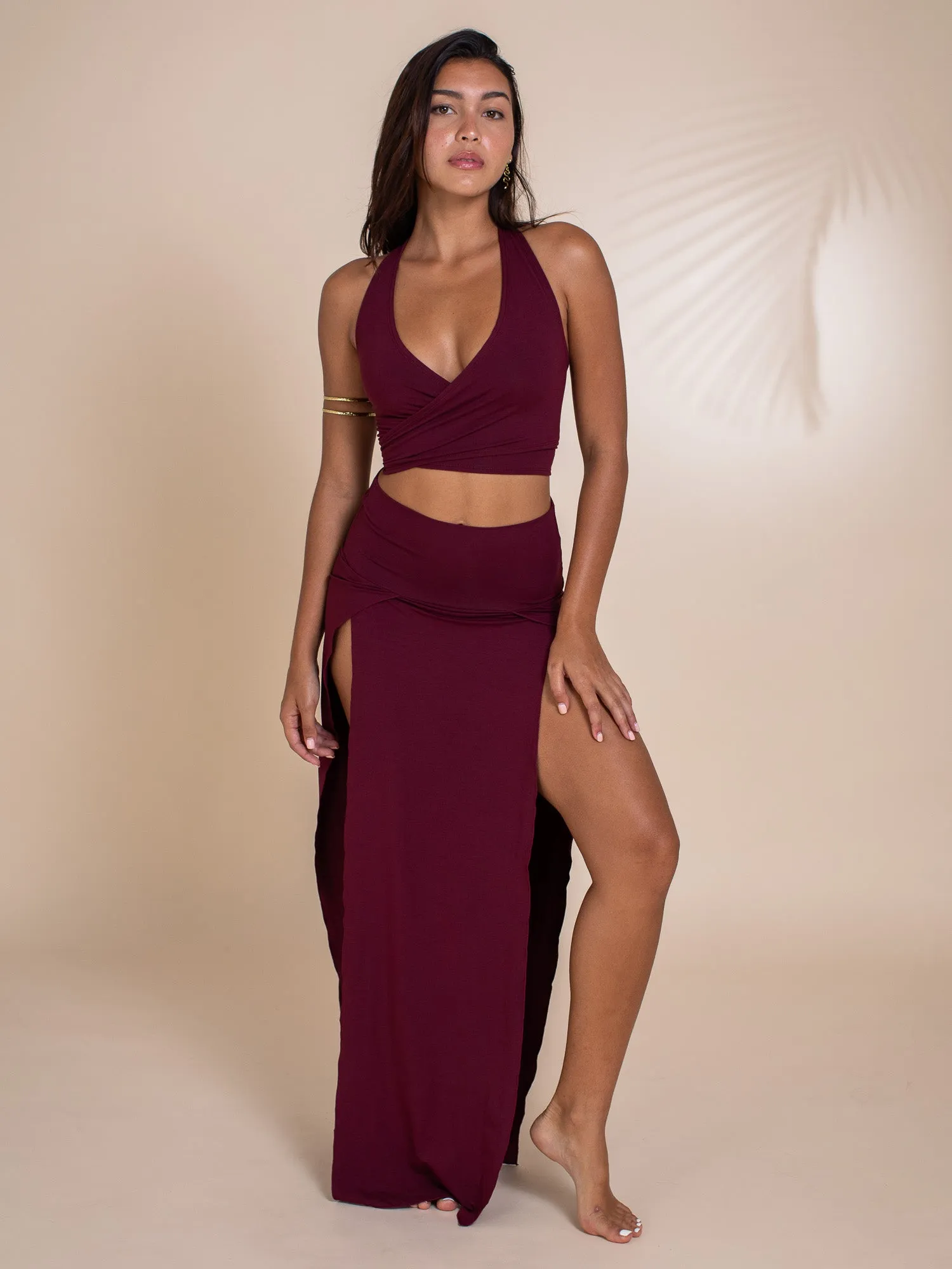 Cleopatra Slit Skirt - Cherry Stone