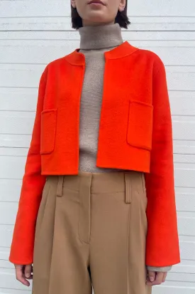 Cropped Open Front Jacket in Mandarin