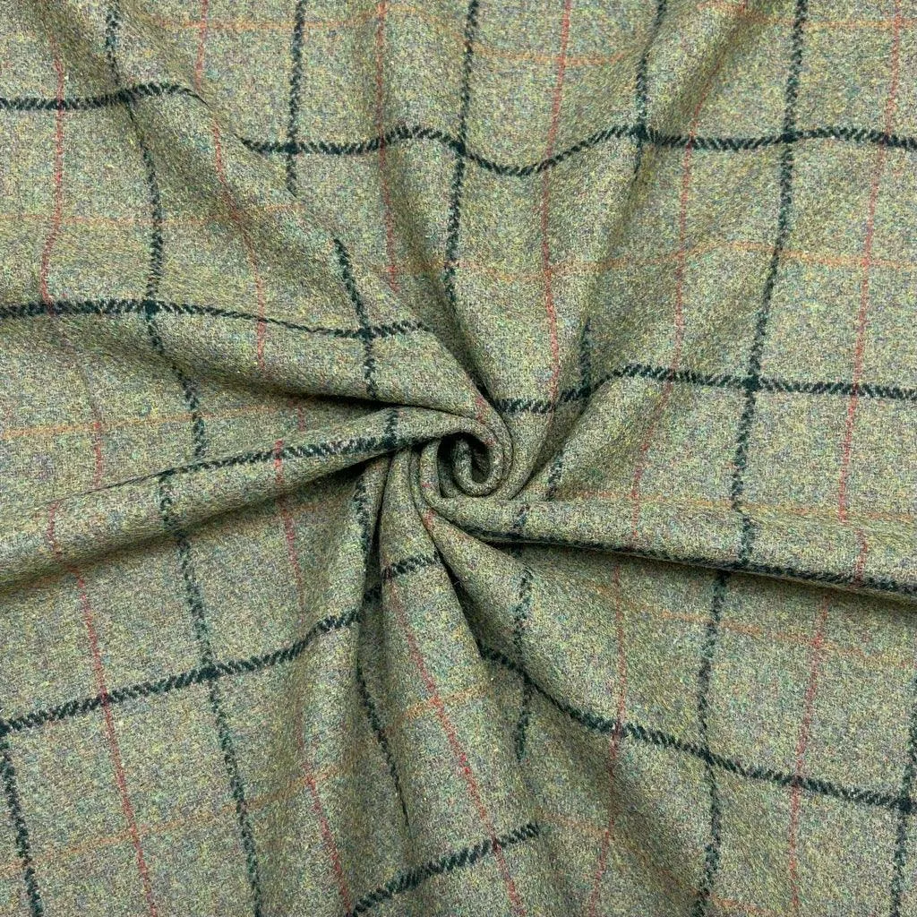 Crossover Checks Wool Blend Fabric