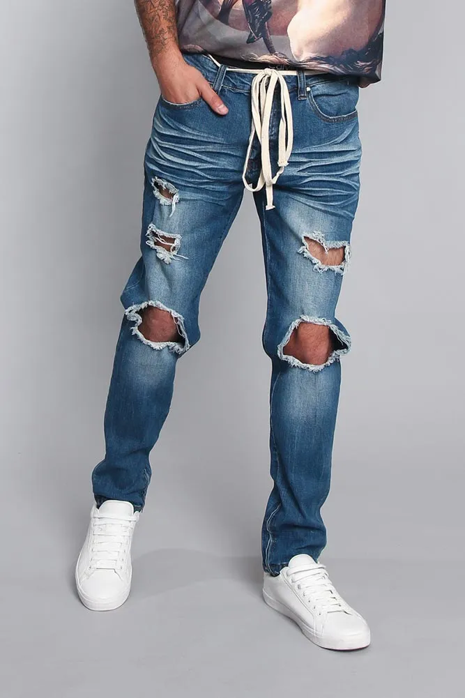 Distressed Fade Denim Jeans