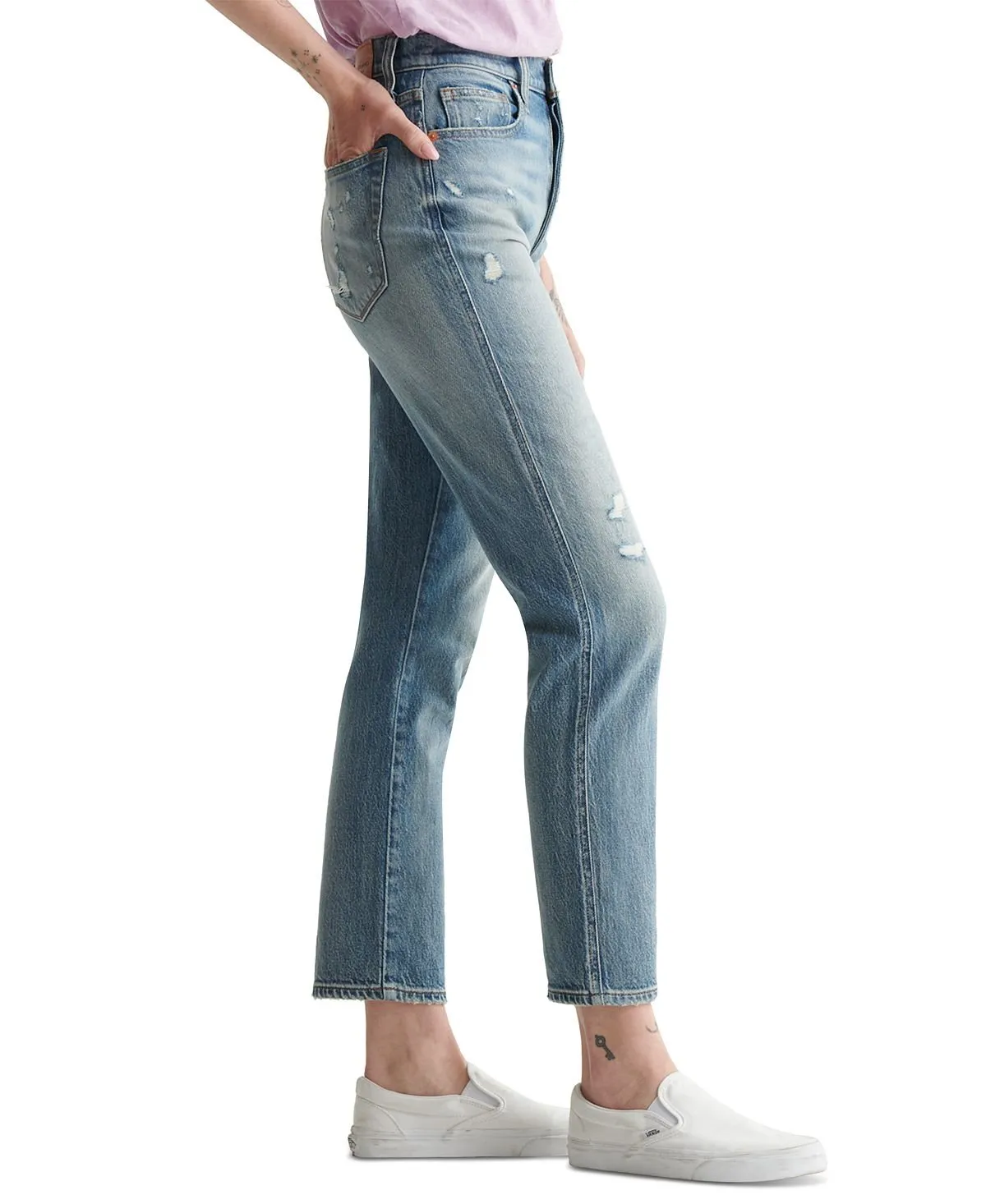 Distressed High Rise Mom Jeans by Drew Lucky Brand