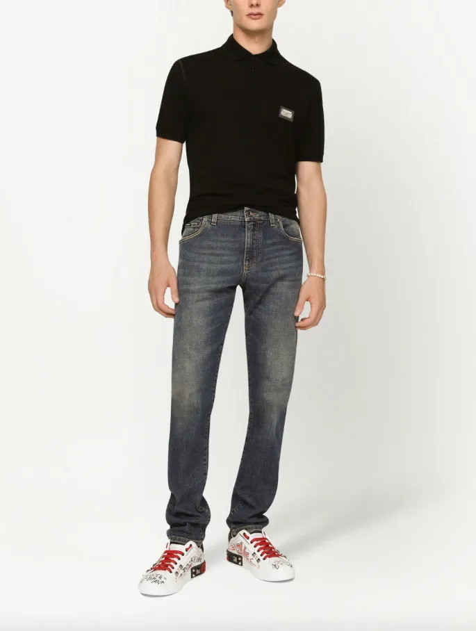 Dolce & Gabbana cotton piqué polo-shirt with branded tag