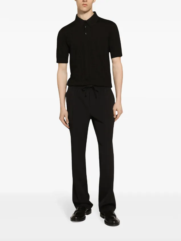 Dolce & Gabbana monogram-jacquard silk polo shirt