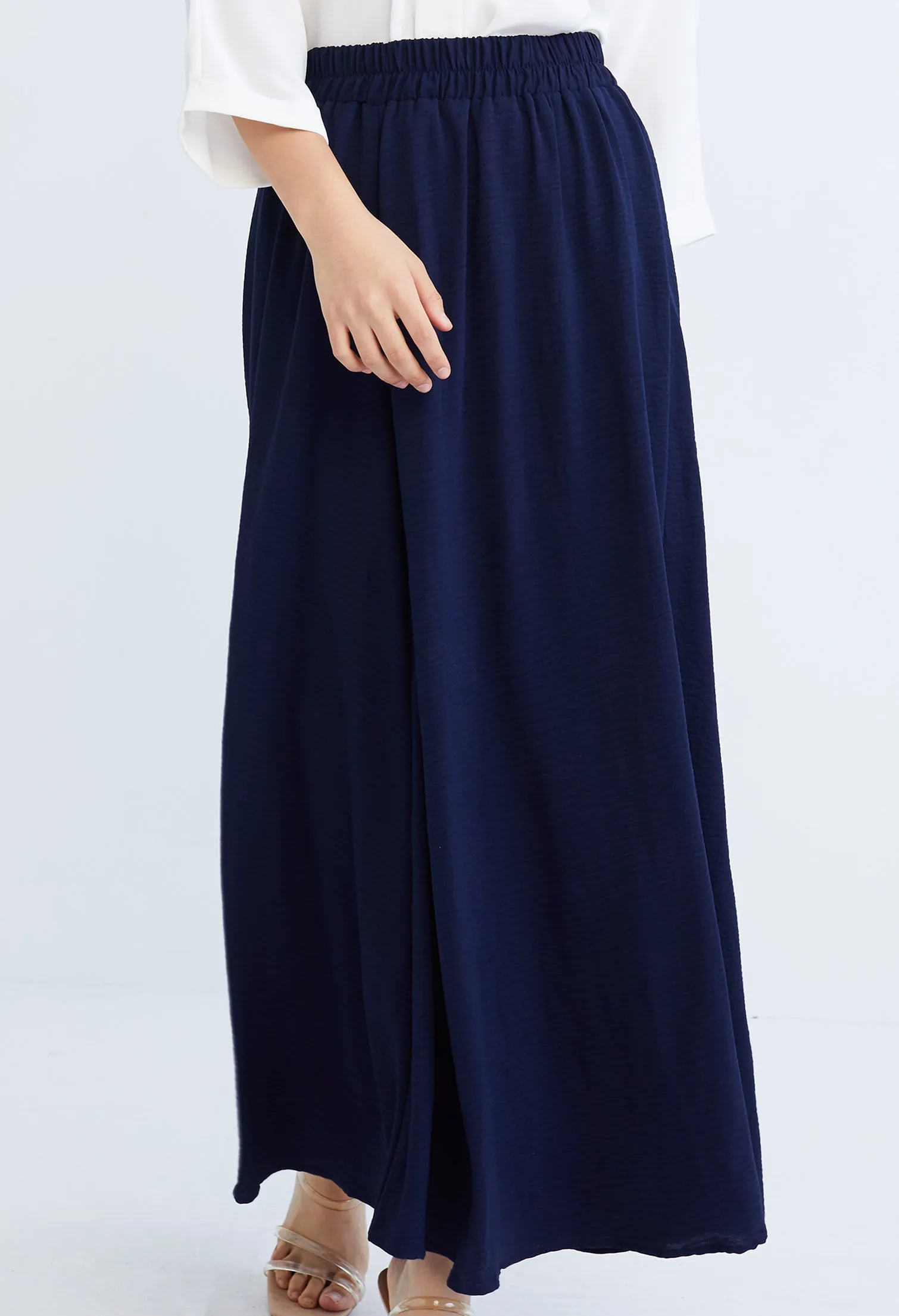 Double-width Elastic Waistband Maxi Skirt