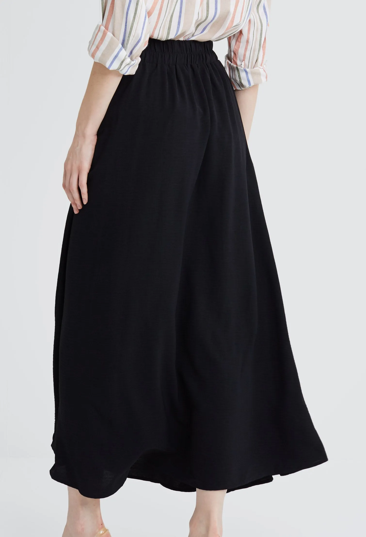 Double-width Elastic Waistband Maxi Skirt