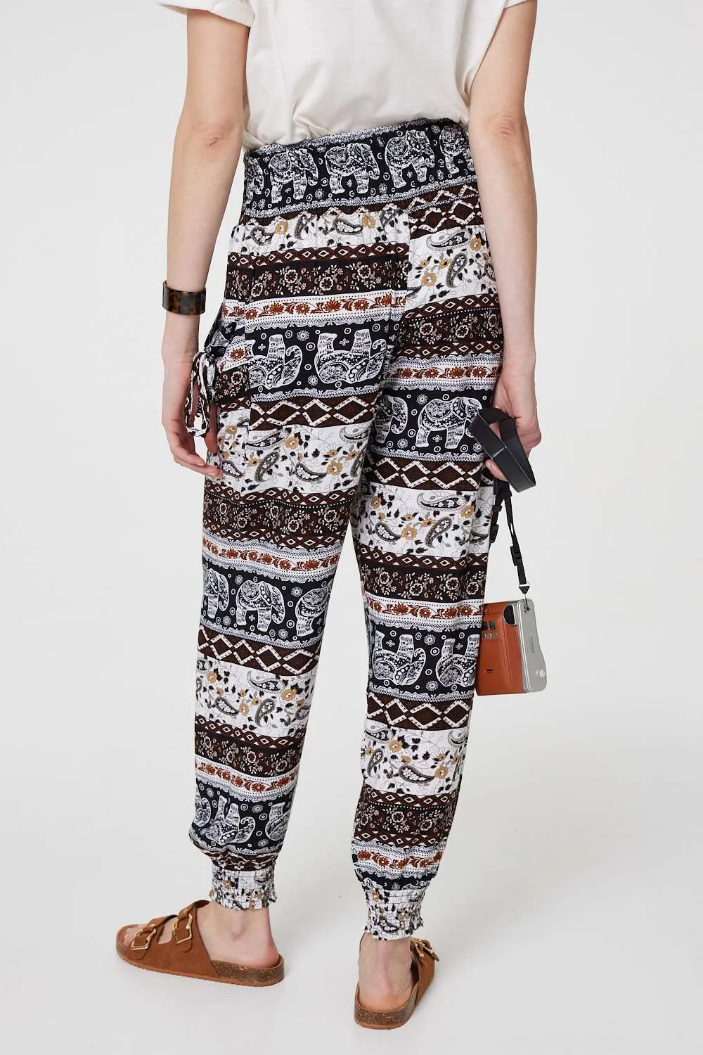 Elephant Print High Waist Harem Pants