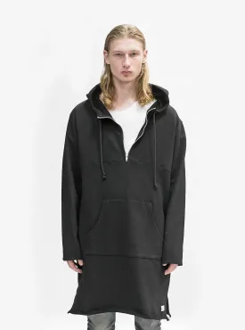 Elongated Hooded Pullover Trench in Black