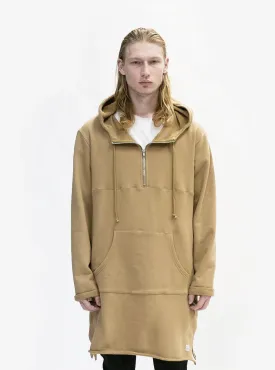 Elongated Hooded Pullover Trench in Khaki