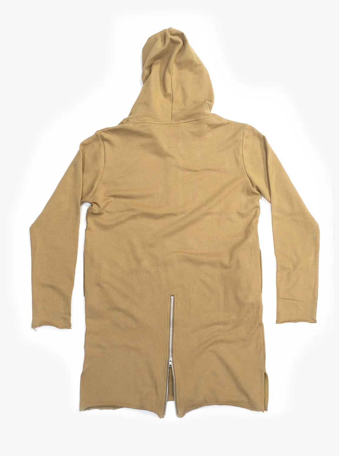 Elongated Hooded Pullover Trench in Khaki