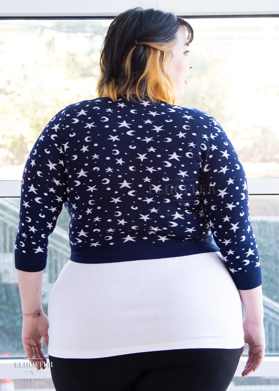 Essential Cordelia Cropped Cardi - Navy Starry Witch