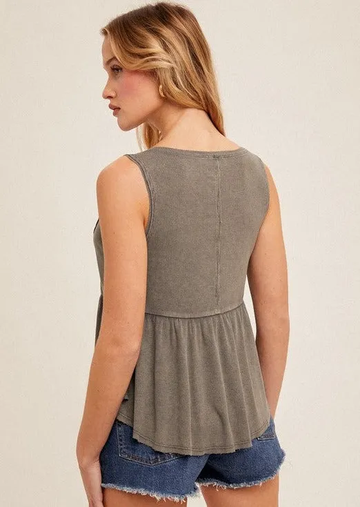 FINAL SALE - Washed Babydoll Tank