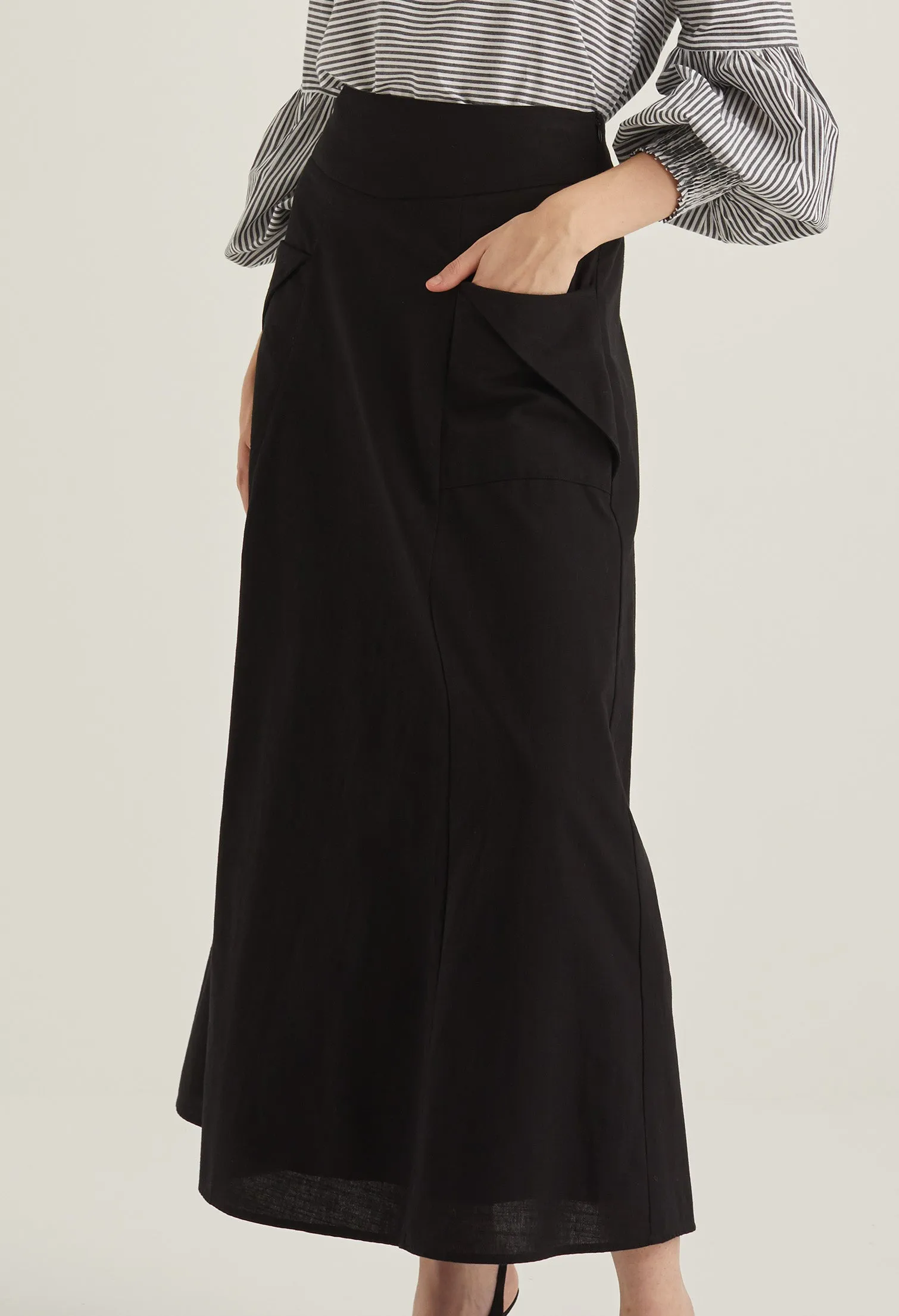 Folded Detail Circle Maxi Skirt