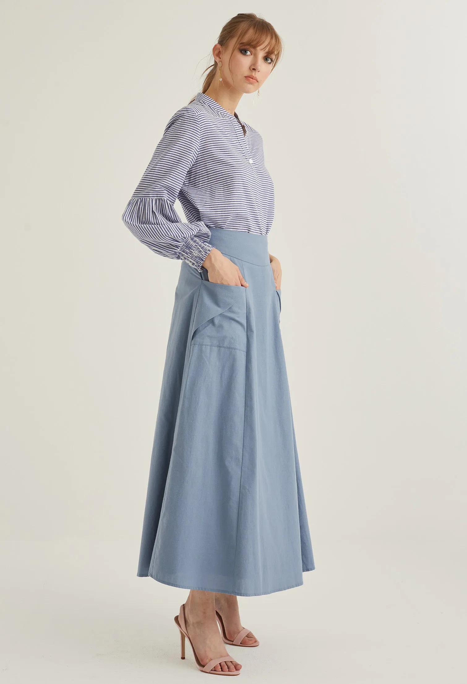 Folded Detail Circle Maxi Skirt