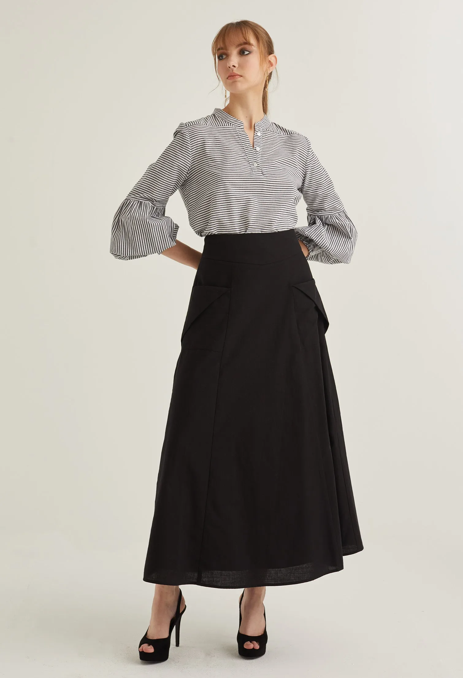 Folded Detail Circle Maxi Skirt