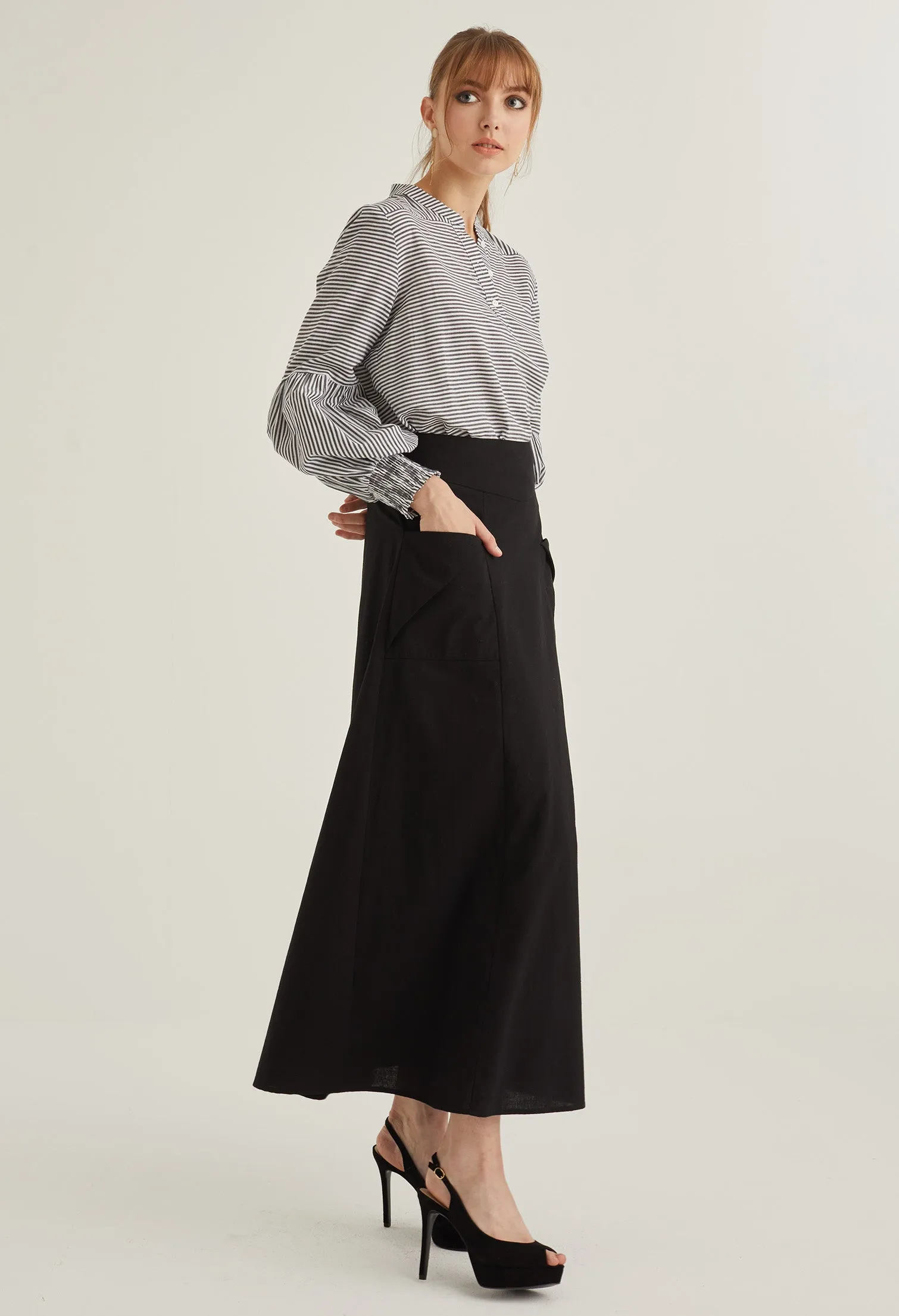 Folded Detail Circle Maxi Skirt