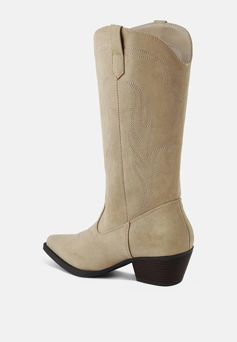 Ginni Embroidered Calf Boots