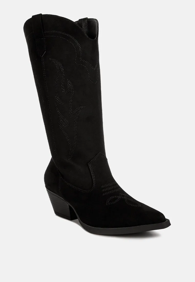 Ginni Embroidered Calf Boots