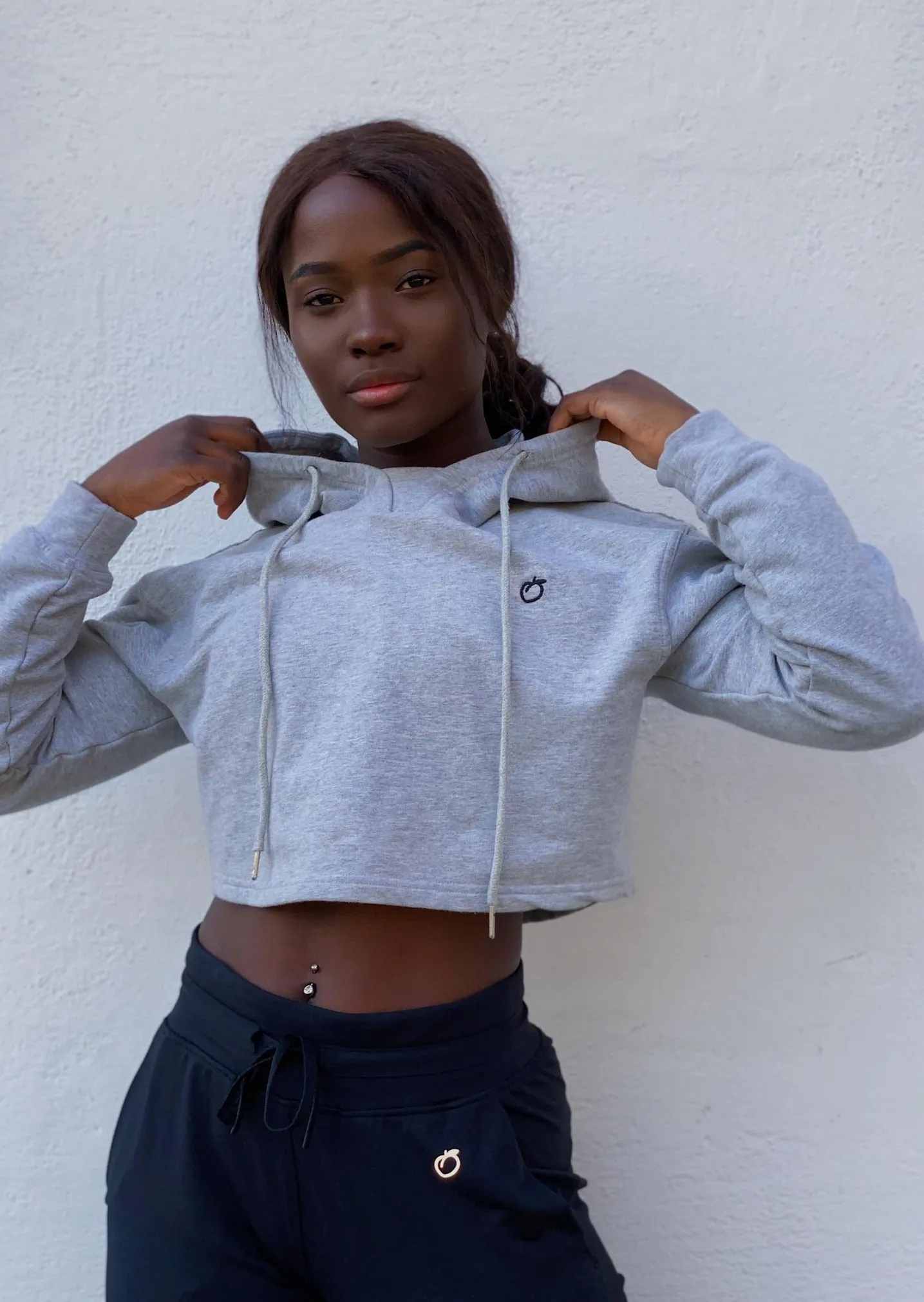 Grey Cropped Hoodie