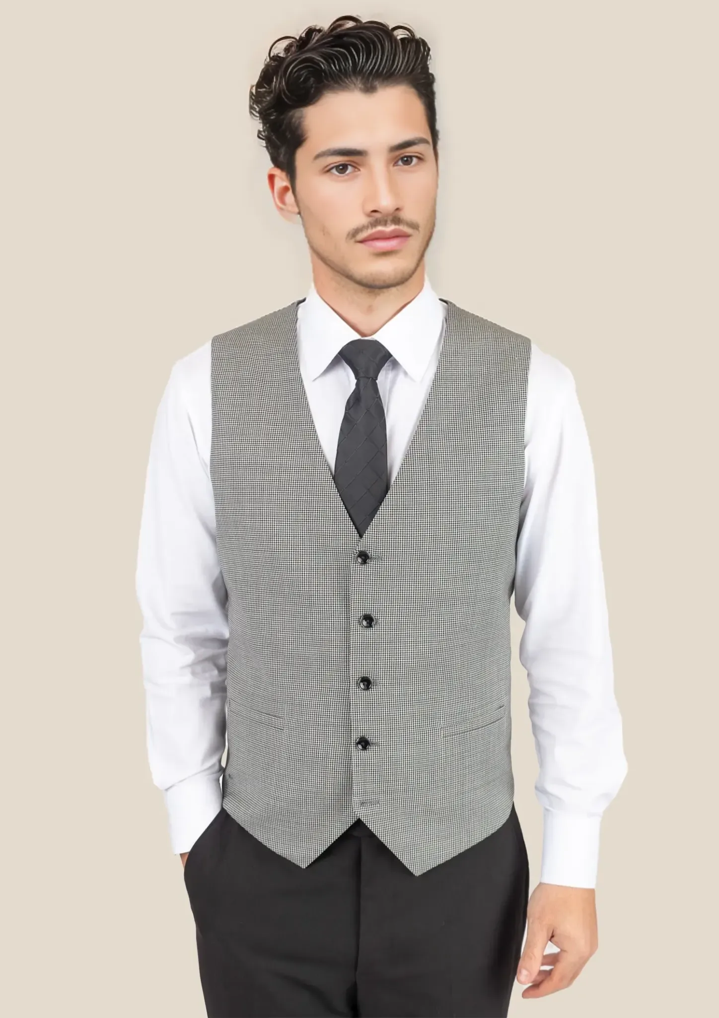 Grey Houndstooth Vest